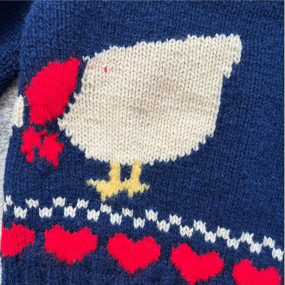 Vintage Woolrich Wool Duck Sweater Small Hearts Double Sided Cottagecore - Picture 5 of 6